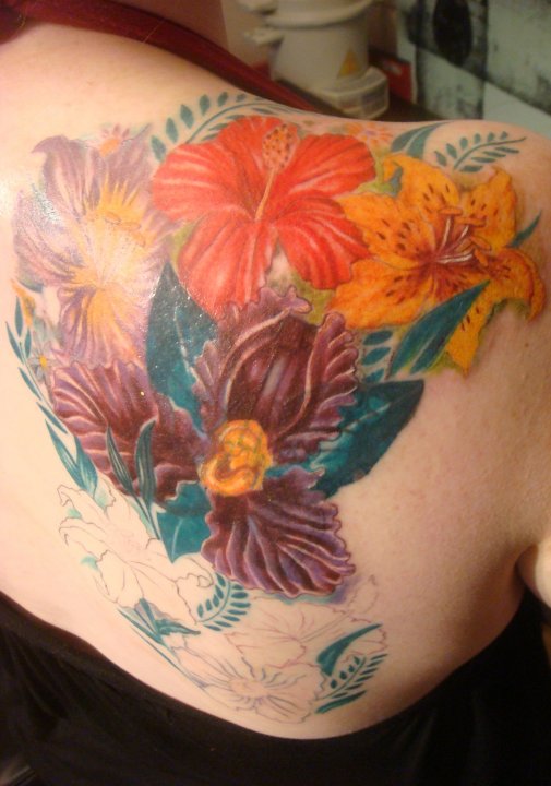 tattoo tattoos ups adal flower shoulder covered nyc artist examples reworked refashioned entirely majestictattoonyc