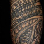 psychedelic giger alien biomechanical full sleeve tattoo by Adal