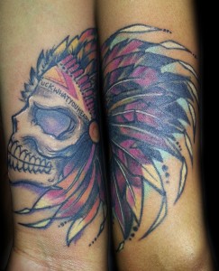 native american skull tattoo