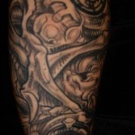 giger biomechanical alien sleeve tattoo by Adal