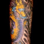 golden dragon arm tattoo sleeve by majestic