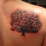 large oak tree back tattoo