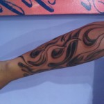 fire flames arm sleeve tattoo by Adal