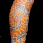 Crystal Spiral Orange and Yellow Fractal Tattoo Sleeve