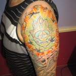 Hamsa Tattoo Sleeve with Owl Majestic Tattoo NYC