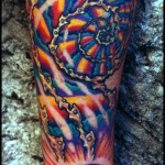 all seeing eye psychedelic colorful fractal swirl modern tattoo
