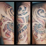 fractal fragmented color shoulder tattoo by Adal