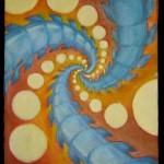 fractal triple spiral oil canvas painting