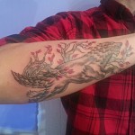 game of thrones wolf weirwood forearm tattoo