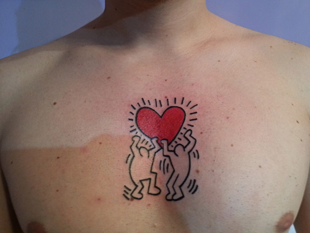keith haring heart tattoo