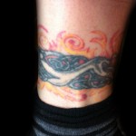 celtic knotwork flame ankle band before cover up tattoo