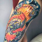 full colorful octopus leg tattoo sleeve