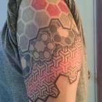 geometric tattoo sleeve by adal ray at majestic tattoo nyc