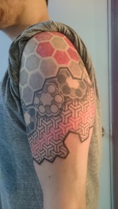 geometric tattoo sleeve by adal ray at majestic tattoo nyc