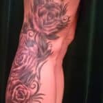 Best NYC Realism Roses woman leg tattoo art